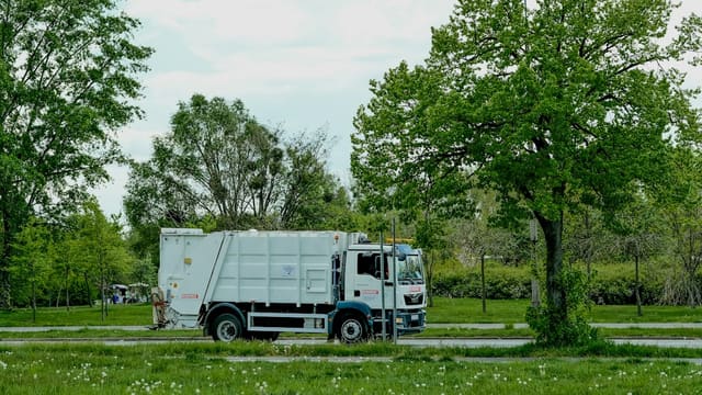 a truck parked in a park