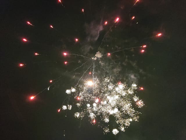 Feu d'artifice du 14 juillet 2021 sur le site de Wissous Plage, à Wissous, France.