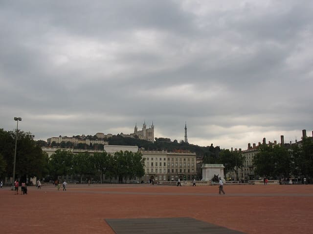 City of Lyon (France) - Place Bellecour and Fourvière view