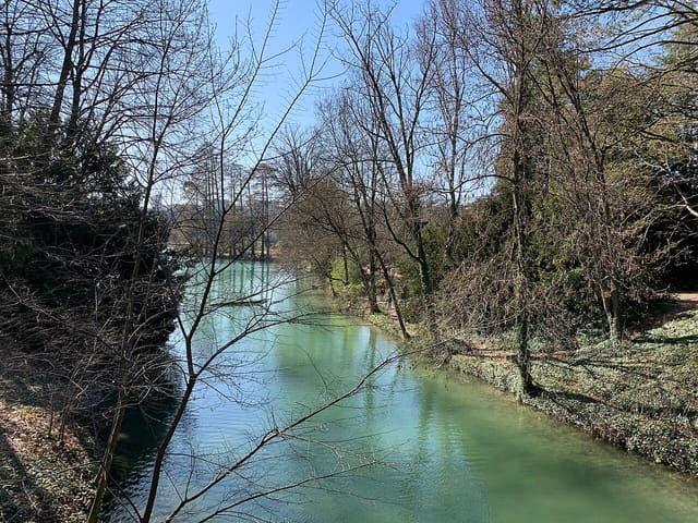 Parc de la Tête d'Or, Lyon, France. La photo est prise depuis une passerelle reliant le Nord à la Grande île (sur laquelle se trouve le vélodrome).