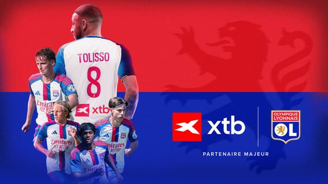Visuel annonçant le partenariat entre XTB et l'Olympique Lyonnais