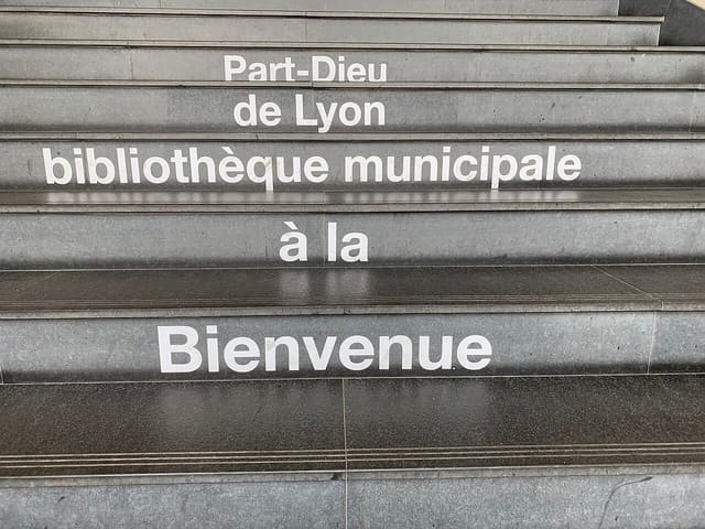 Bibliothèque municipale de Lyon - Part-Dieu - escalier (bienvenue).