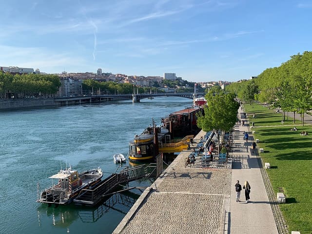 Vue du Rhône depuis le Pont Wilson (Lyon), mai 2019.