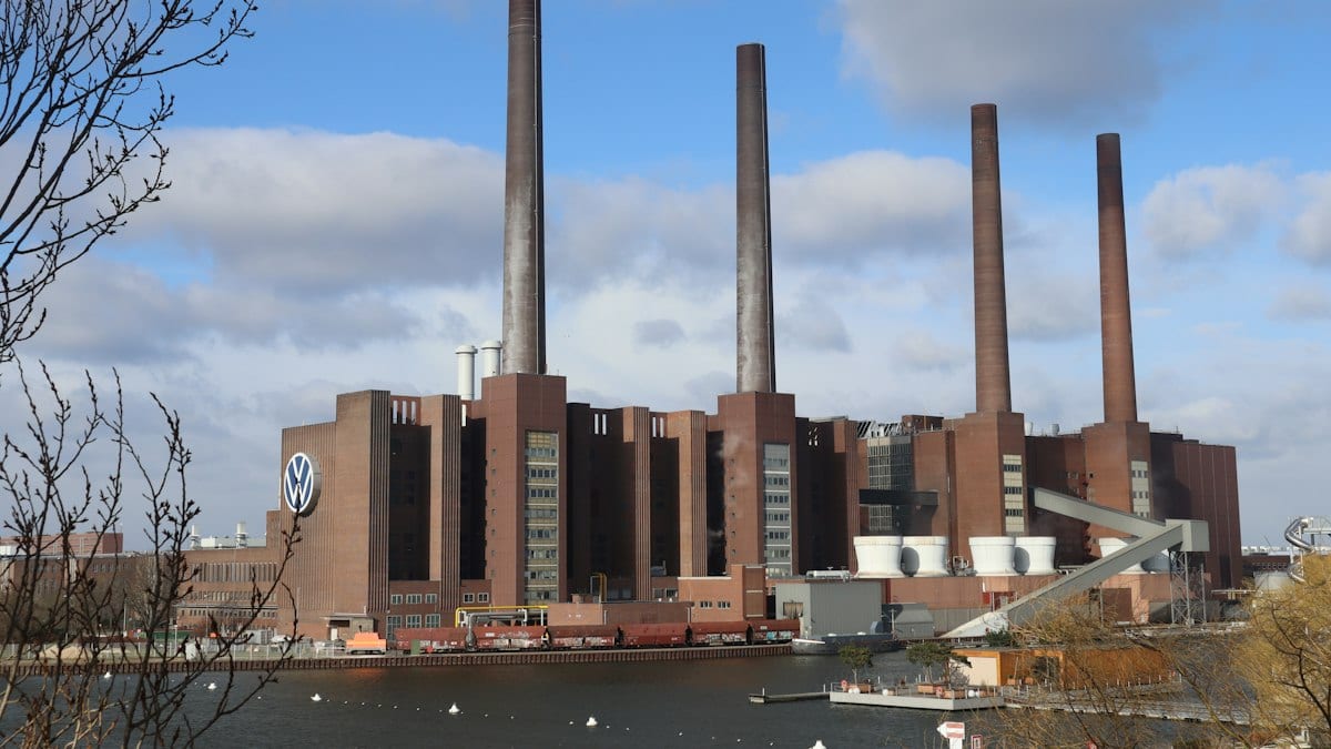 a building with smokestacks
