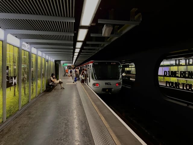 La station de métro Gratte-Ciel à Villeurbanne rénovée, avec son nouveau décor artistique "Vers le vert"