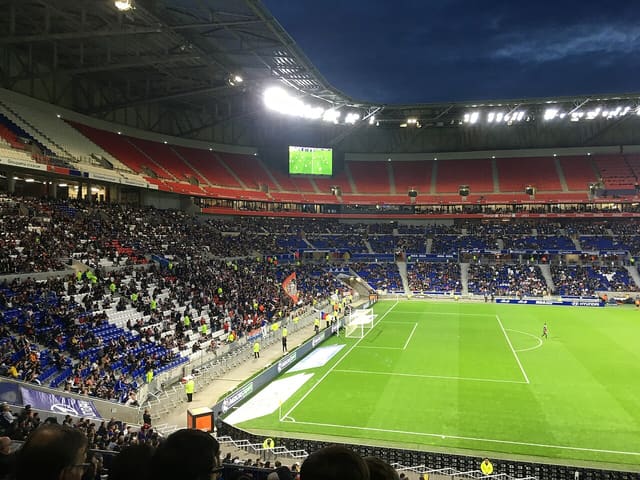 The Groupama Stadium during a Ligue 1 match between Lyon and Angers in 2019