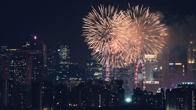 time lapse photography of orange fireworks