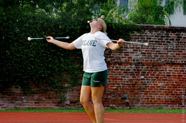 Baton twirling in practice.