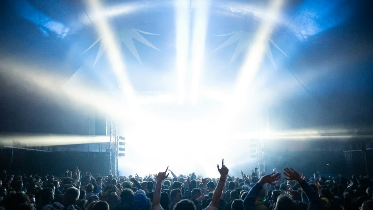crowd in front of stage