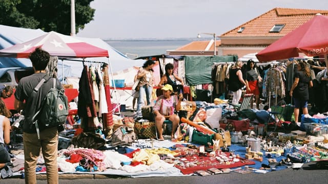 people at a market
